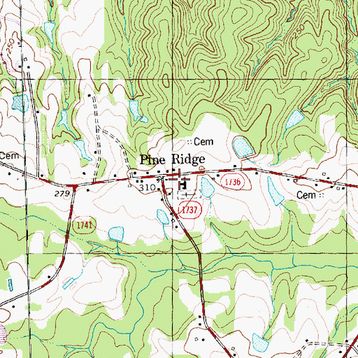 Topographic Map of Pine Ridge School (historical), NC