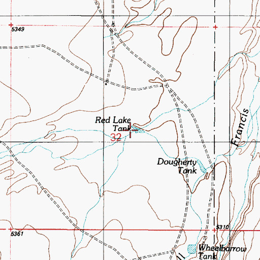 Topographic Map of Red Lake Tank, AZ