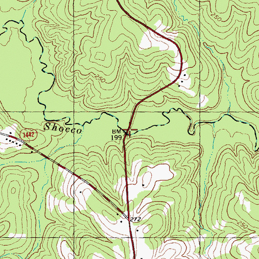 Topographic Map of Shocco Bridge, NC