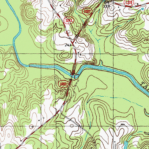 Topographic Map of Simms Bridge, NC