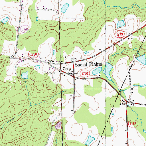 Topographic Map of Social Plains Church, NC