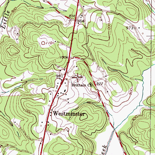 Topographic Map of Brittain Church Cemetery, NC