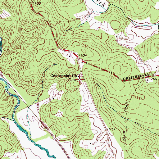 Topographic Map of Centennial United Methodist Church Cemetery, NC