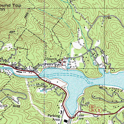 Topographic Map of Chimney Rock Baptist Church, NC