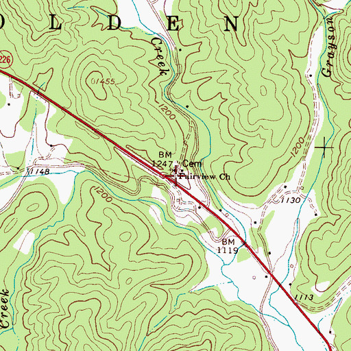 Topographic Map of Golden (historical), NC