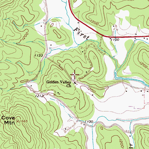 Topographic Map of Golden Valley Cemetery, NC