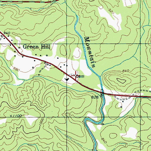 Topographic Map of Green Hill Cemetery, NC