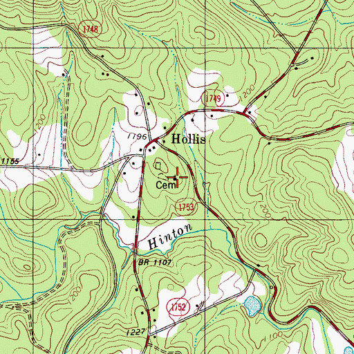 Topographic Map of Hollis Methodist Church, NC