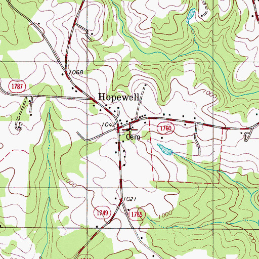 Topographic Map of Hopewell Church, NC