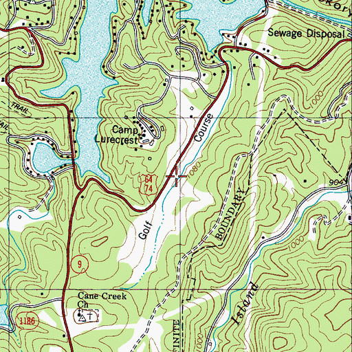 Topographic Map of Lake Lure Municipal Golf Course, NC