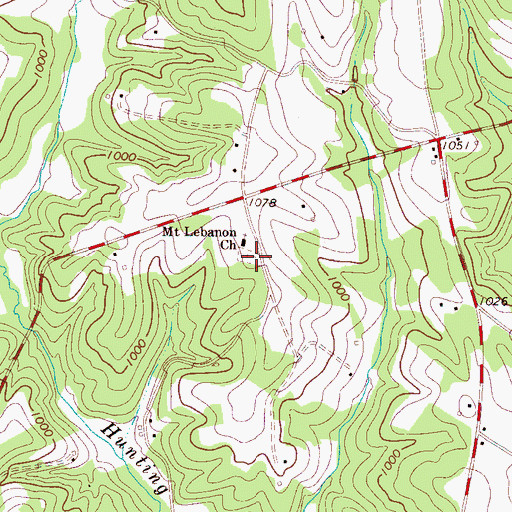 Topographic Map of Mount Lebanon Cemetery, NC