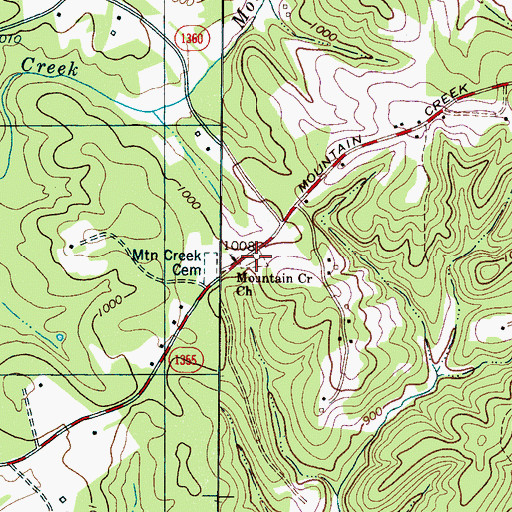 Topographic Map of Mountain Creek Cemetery, NC