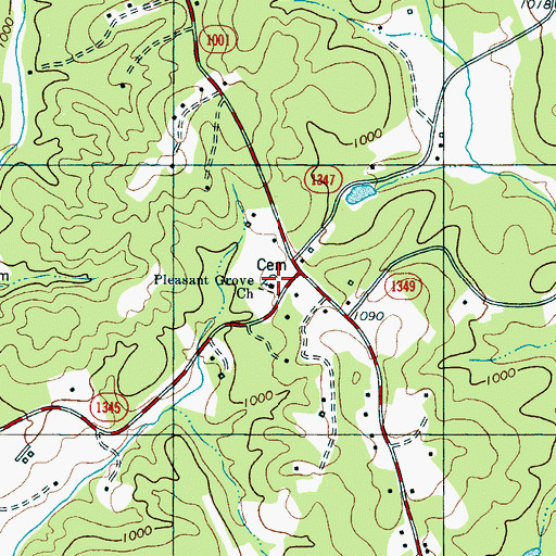 Topographic Map of Pleasant Grove Cemetery, NC