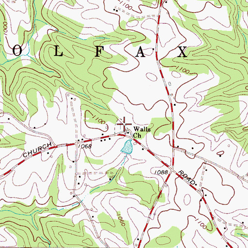 Topographic Map of Walls Cemetery, NC