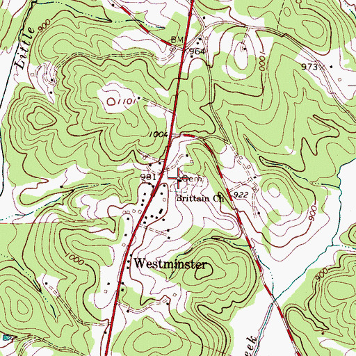 Topographic Map of Westminster School (historical), NC