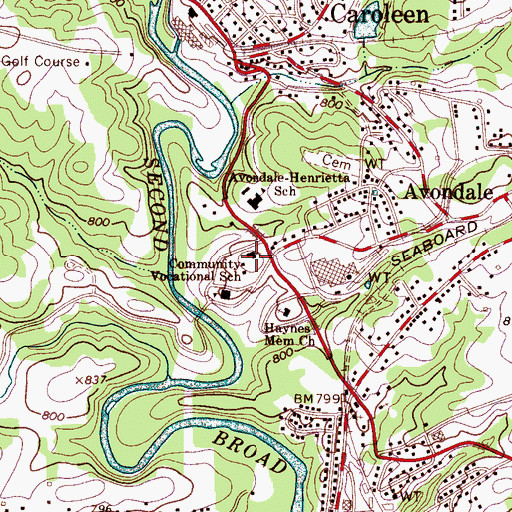 Topographic Map of Avondale Methodist Church, NC