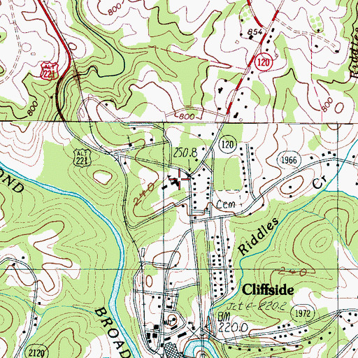 Topographic Map of Cliffside Elementary School, NC