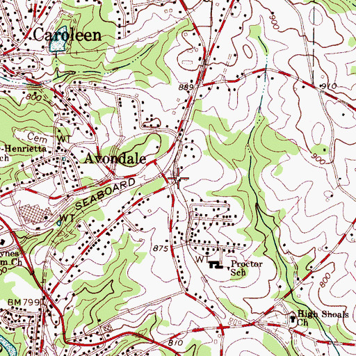 Topographic Map of Cliffside Junction, NC