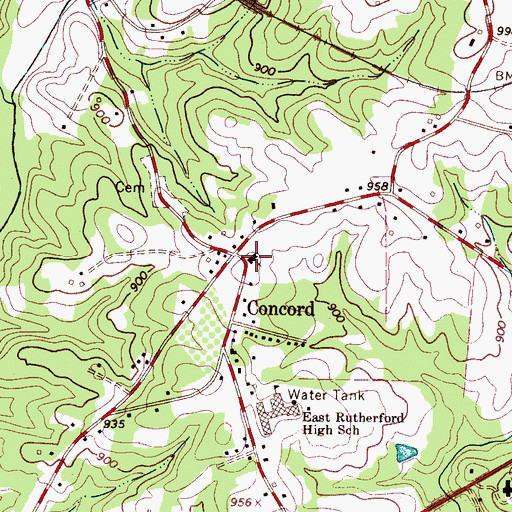 Topographic Map of Concord Baptist Church, NC