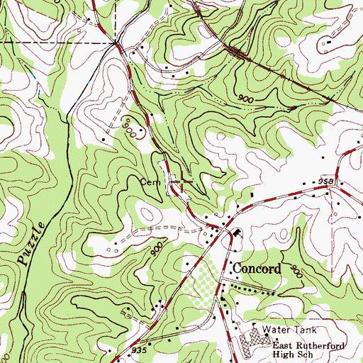 Topographic Map of Concord Church (historical), NC