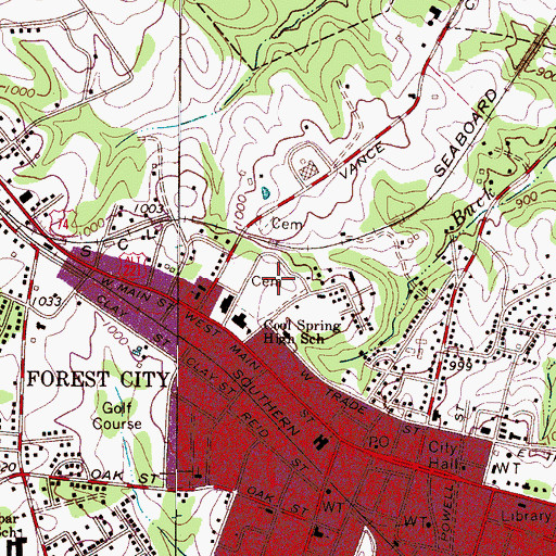 Topographic Map of Cool Springs Cemetery, NC