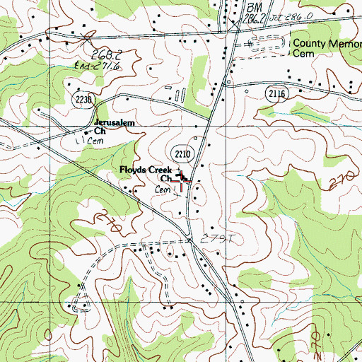 Topographic Map of Floyds Creek Baptist Church Cemetery, NC