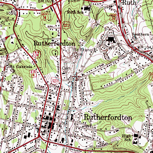 Topographic Map of Green Street Baptist Church, NC