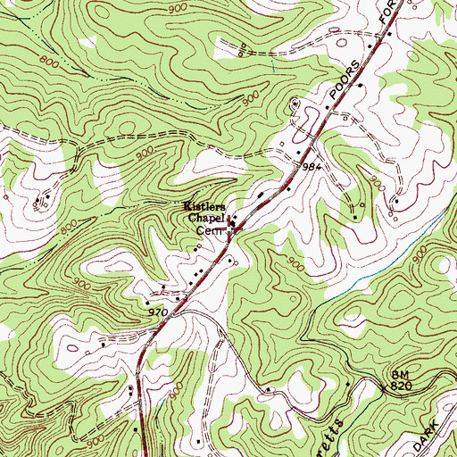 Topographic Map of Kistlers Chapel Cemetery, NC