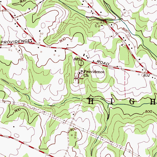 Topographic Map of Providence Cemetery, NC