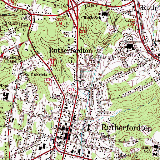 Topographic Map of Saint Francis Episcopal Church, NC