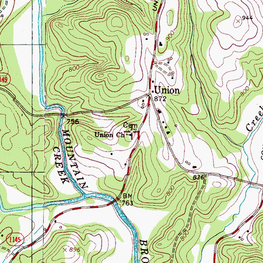 Topographic Map of Union Cemetery, NC