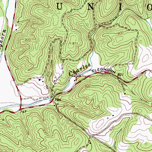 Topographic Map of Washburns Mill (historical), NC