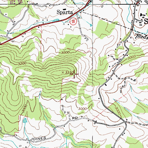 Topographic Map of Alleghany County, NC