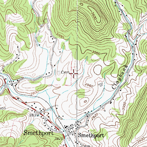 Topographic Map of Ashe County, NC