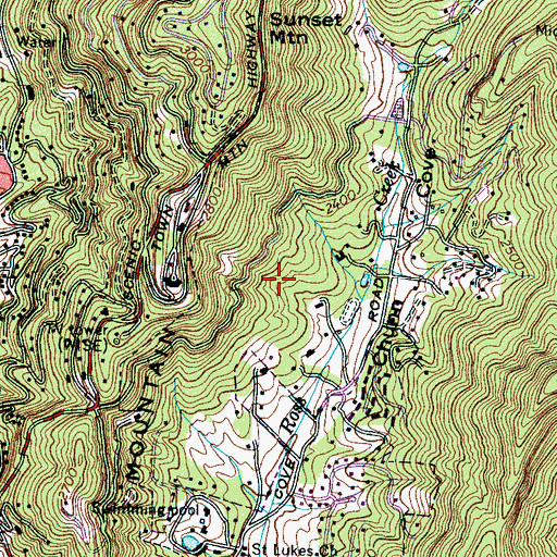 Topographic Map of Buncombe County, NC