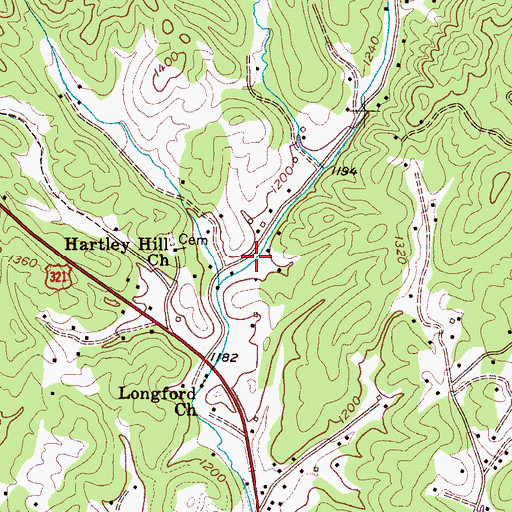Topographic Map of Caldwell County, NC