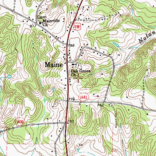 Topographic Map of Davie County, NC