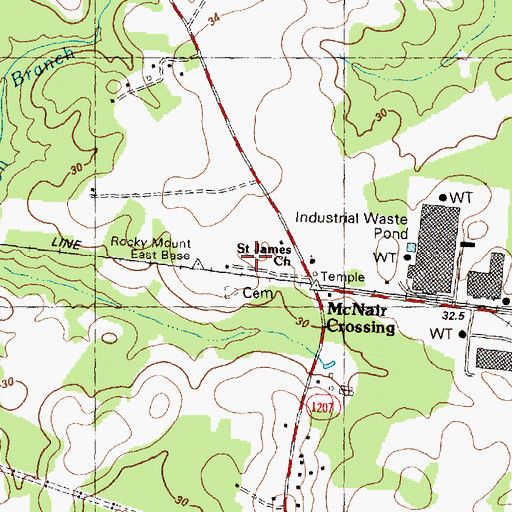 Topographic Map of Edgecombe County, NC