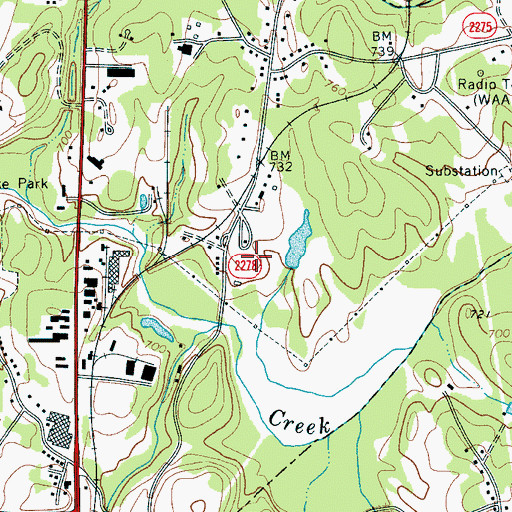 Topographic Map of Gaston County, NC