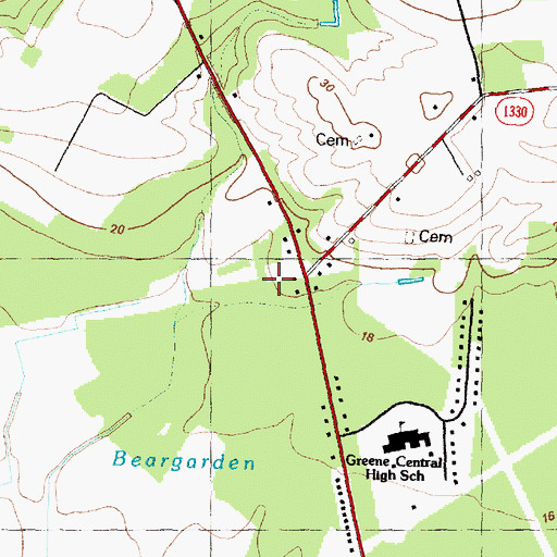 Topographic Map of Greene County, NC