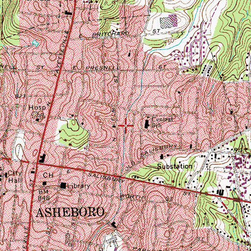 Topographic Map of Randolph County, NC