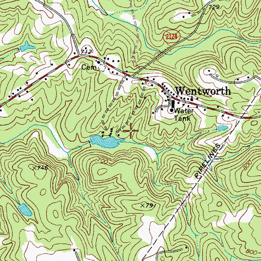 Topographic Map of Rockingham County, NC