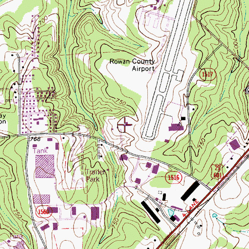 Topographic Map of Rowan County, NC