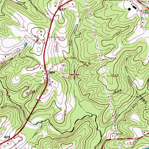 Topographic Map of Rutherford County, NC