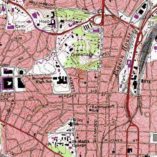 Topographic Map of Wake County, NC