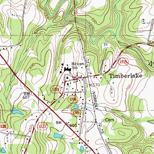 Topographic Map of Timberlake, NC