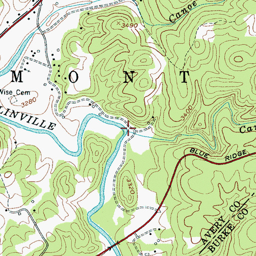 Topographic Map of Camp Creek, NC