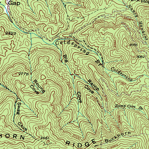 Topographic Map of Ramp Cove Branch, NC