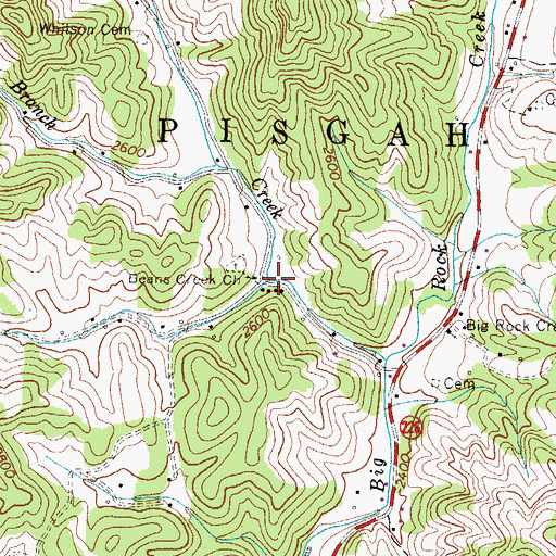 Topographic Map of Aaron Branch, NC