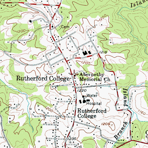 Topographic Map of Abernethy Memorial Church, NC
